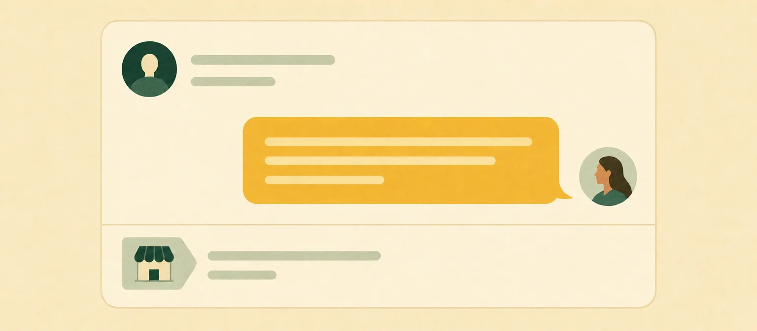 Chat con la risposta e, separato sotto, un annuncio sponsorizzato